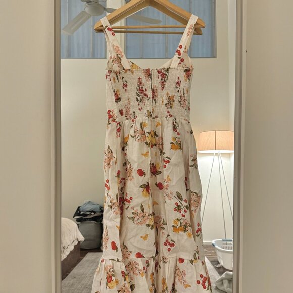 Reformation Dolci Fruit Print Linen Bustier Summer Midi Dress - Picture 4 of 5
